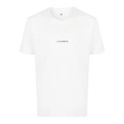 Hvid Rund Hals T-shirt med Print