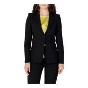 Sort Knappet-Front Revers Blazer Kvinder