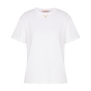 Hvid Bomuld Jersey V-Logo T-shirt