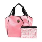 Pink Logo-Patch Tote Bag