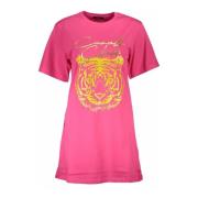 Pink Logo Print Bomuld T-Shirt