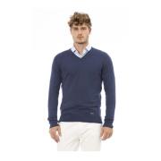 Blå V-Neck Modal Cashmere Sweater