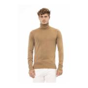 Beige Turtleneck Sweater Modal Cashmere