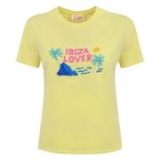 Gul Broderet T-shirt Ibizia Lover