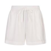 Hvid Silke Elastisk Talje Shorts