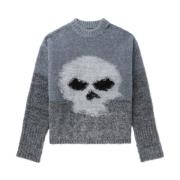 Glitter Skull Intarsia Sweater