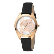 Rose Gold Quartz Watch with Leather Band