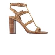 Studded Brown Leather Sandals