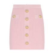 Rosa Strik Mini Nederdel med Gyldne Detaljer