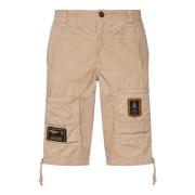 Ikonske Beige Shorts med Tricolori Patches