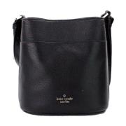 Sort Læder Bucket Crossbody Taske