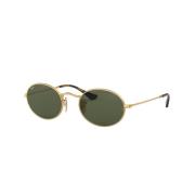 Gold Oval Metal Sunglasses Green Lens