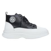 Kvinders Sort & Hvid Læder High-Top Sneakers ER00113462