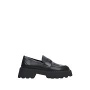 Kvinders Sort Læder Chunky Platform Loafers ER00111841