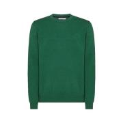 Solid Rund Hals Sweater Grøn