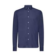 Blå Oxford Jacquard Skjorte