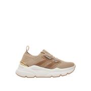 Beige Sneakers med Rhinestone Detalje