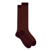 Burgundy Rib Stitch Cotton Socks