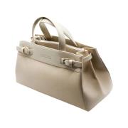 Beige Shopper Taske Trendy Minimalistisk Stil