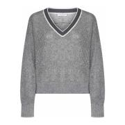 Pailletudsmykket V-hals sweater