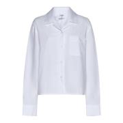 Hvid Bomuldsskjorte med Mandarin Krave