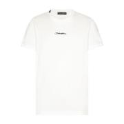 Hvid Bomulds T-shirt med Front Logo