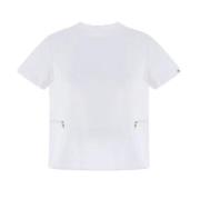 Hvid Jersey T-shirt med Snøret Talje