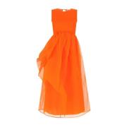 Stilfuld Orange Bomulds Kjole