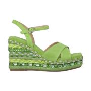 Rhinestone Wedge Sandal med Fletdetalje