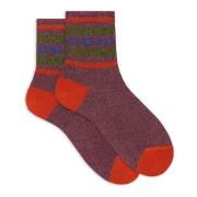 Korte lyserøde bomuld lurex sokker