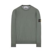 Rundhals sweater i mosgrøn