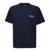 Blå T-shirt med Pink Print