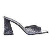 Glitter Fabric Mules med Pyramid Heel