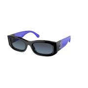 Stilfulde sorte solbriller med blå gradient