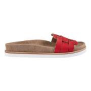 Røde flade sandaler med krydsede bånd