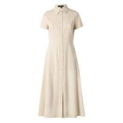 Beige Linen Midi Skjortekjole