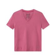 Stribet V-hals T-shirt Camellia Rose