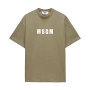 Grøn Logo Print Crew Neck T-shirt