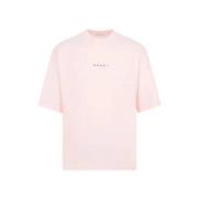 Pink Bomuld T-shirt med Front Print