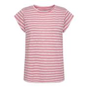 Stribet SS T-shirt, Barbie Pink White