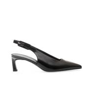 Rosa Slingback Pumps Læder Tynd Hæl