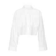 Cropped Poplin Skjorte - Hvid