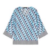 Geometrisk Print Satinbluse