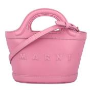 Pink Tropicalia Læder Håndtaske