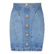 Knappet denim nederdel