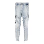 Bomuldsslim-fit jeans med stropper