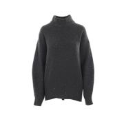 Antracit Cashmere Uld Sweater Ribbed Sequins