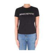 Feminin Logo T-shirt Casual Slim-fit Kortærmet