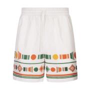 Hvide silke shorts med farverigt print