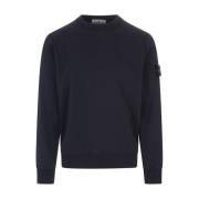 Blå Crew-Neck Sweatshirt Garment Farvet Bomuld